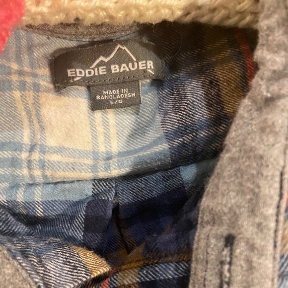 Eddie Bauer Blue Button Down Flannel Shirt WL - Picture 3 of 4